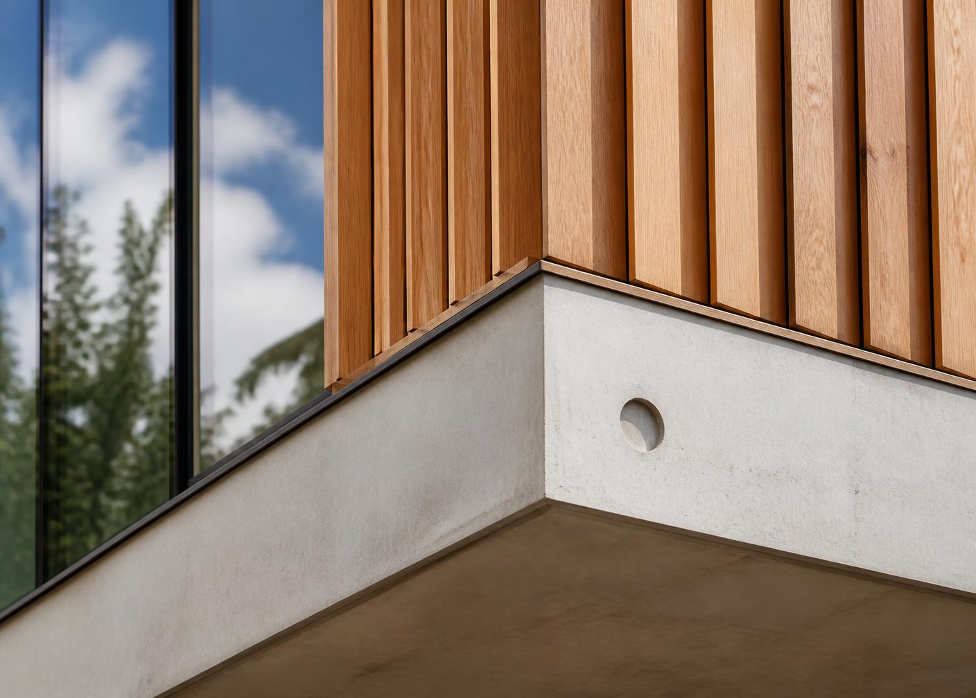 Detail kvalitního provedení moderní stavby